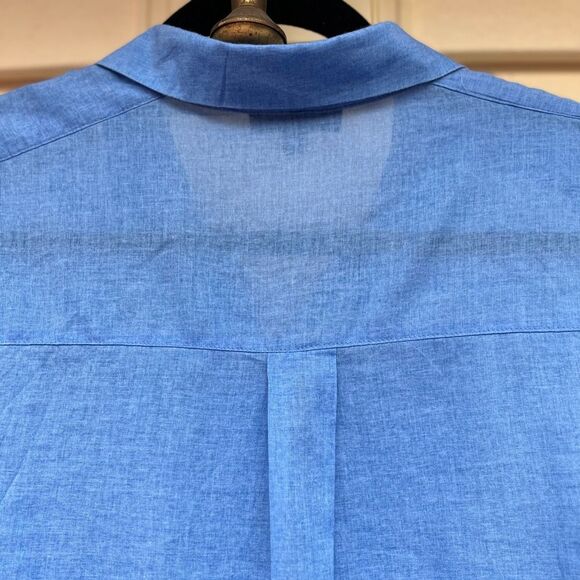 Topshop bright blue, thin and delicate long-sleeved, button down shirt, Small - Picture 8 of 10
